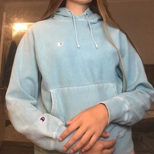 Vintage Light Blue Champion Reverse Weave Hoodie